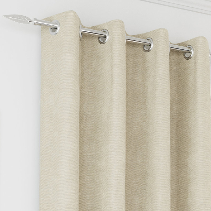 Knightsbridge 100% Blackout Thermal Chenille Door Curtain with Eyelet Header (SINGLE) - 66x84 inch (168x214cm), Cream