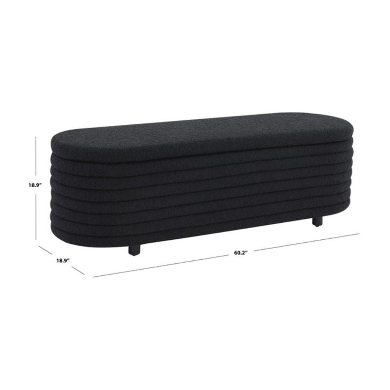 Jaymie Black Boucle Upholstered Storage Bench