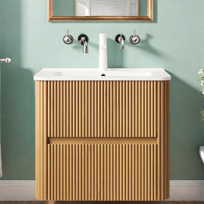 Meuble-lavabo moderne et peu encombrant avec rangement, armoire en bois durable et lavabo en céramique pour la salle de bain