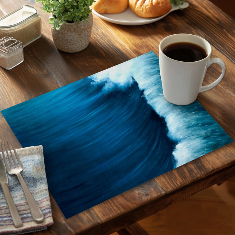 Napperon Blue Coastal Sea Wave | Polyester décor à la maison