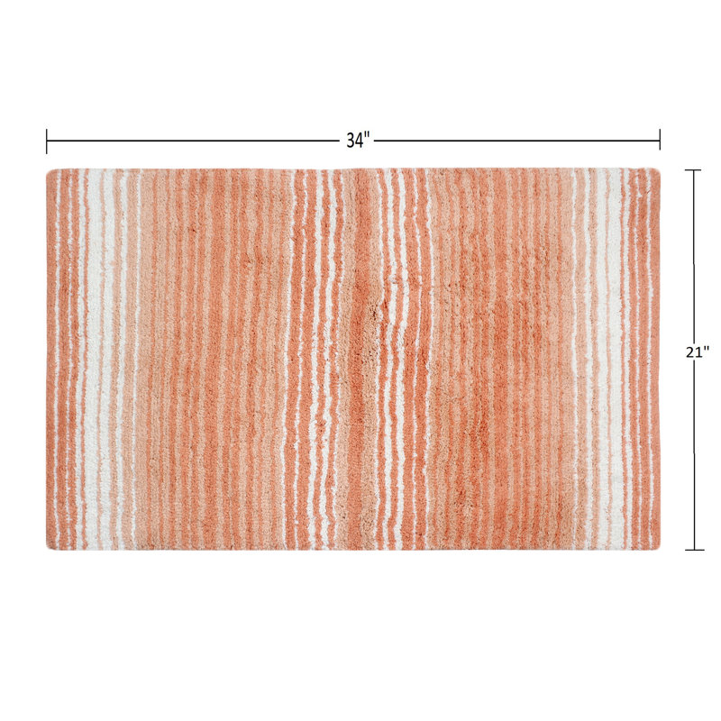 Griffie Plush 100 % Cotton Bath Rug, Single - 21" L x 34" W, Coral