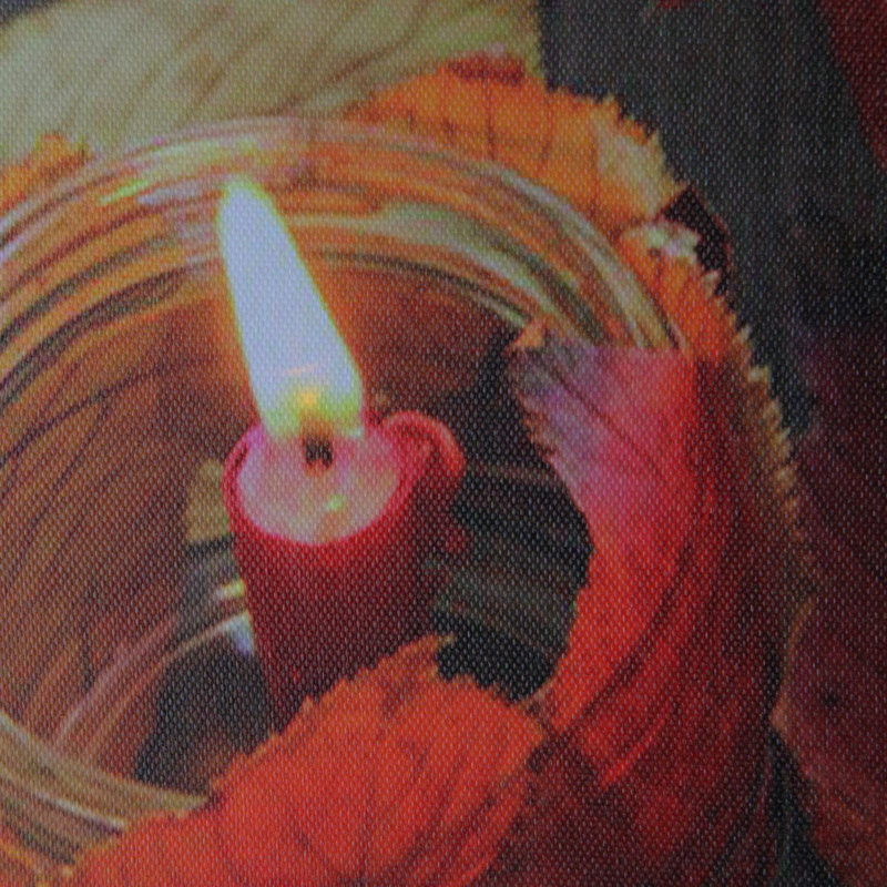 LED Lighted Autumn Leaves and Flickering Candles Canvas Wall Art
