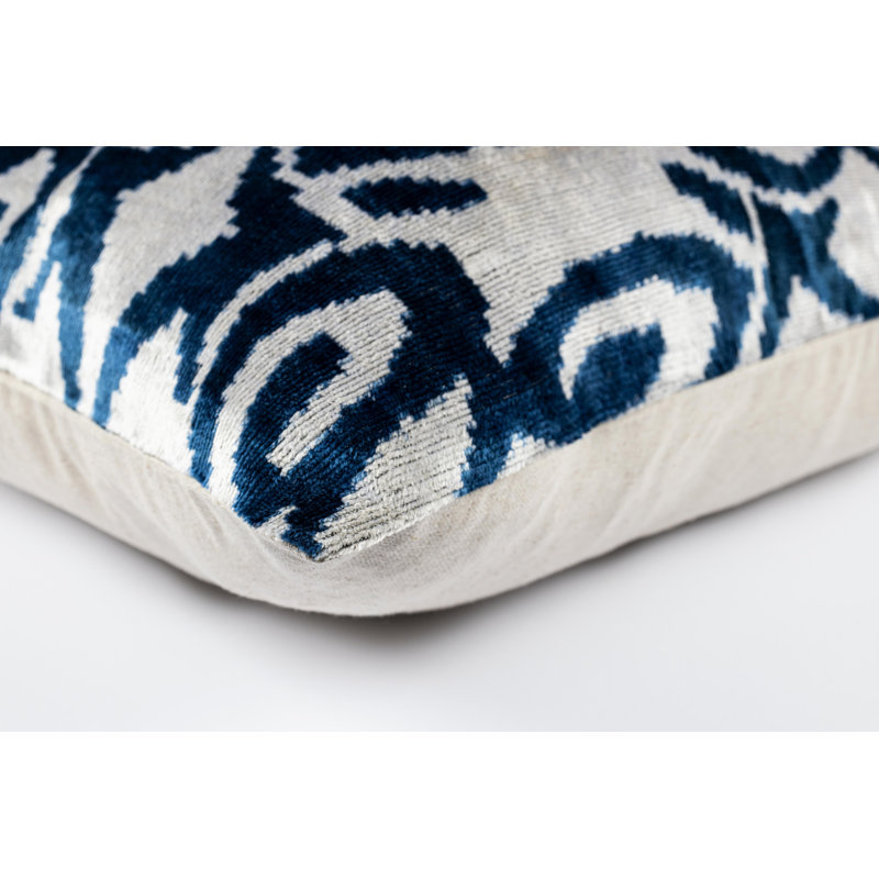 Silk Lumbar Rectangular Pillow Cover & Insert, Blue/White/Geometric