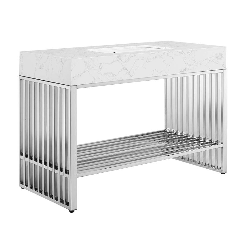 Modway Gridiron 48" Bathroom Vanity, Silver