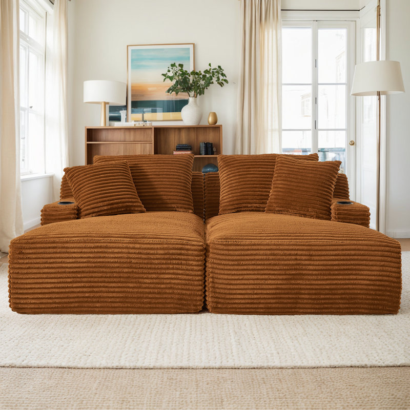 Très grand méridienne Mercer41, Orange, H 34 po x l 71 po x L 62 po
