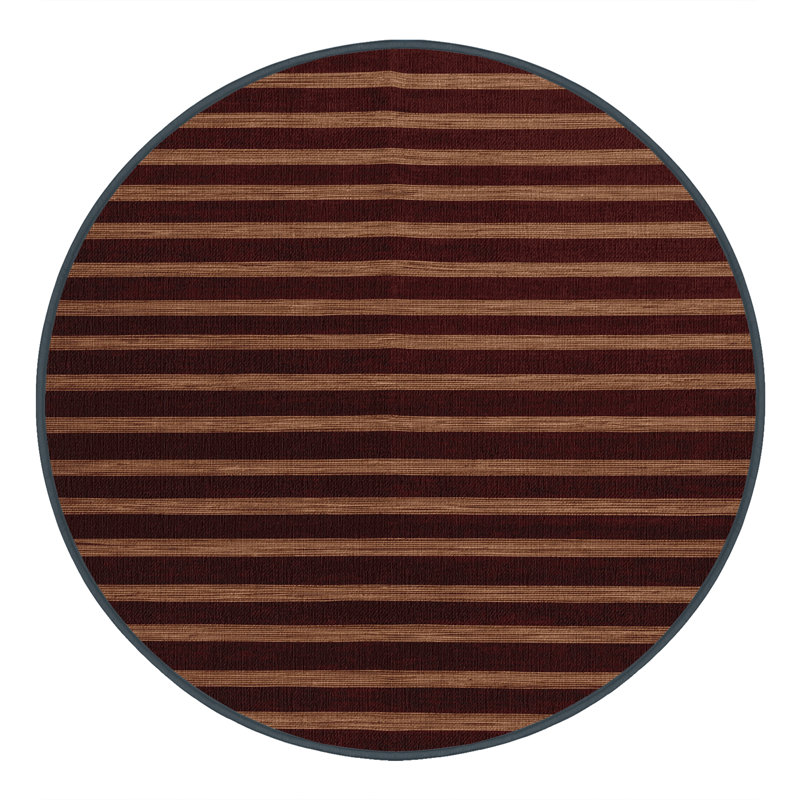 Tapis noir à rayures horizontales lavable à la machine, Rond 4 pi