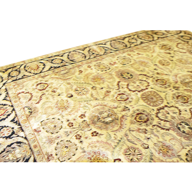 Hand Knotted Area Rug, Gold And Black, Rectangle 10'3" x 8'3"