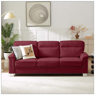 82" Modern Compressed Snowfleece Fabric 3-Seater Sofa,