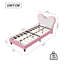 Single Children’S Bed Frame With LED Reading Lighting, Girls Bed Upholstered Platform Bed Frame With Butterfly-Shaped Adjustable Height Headboard, Easy Assembly-548520217-543956620