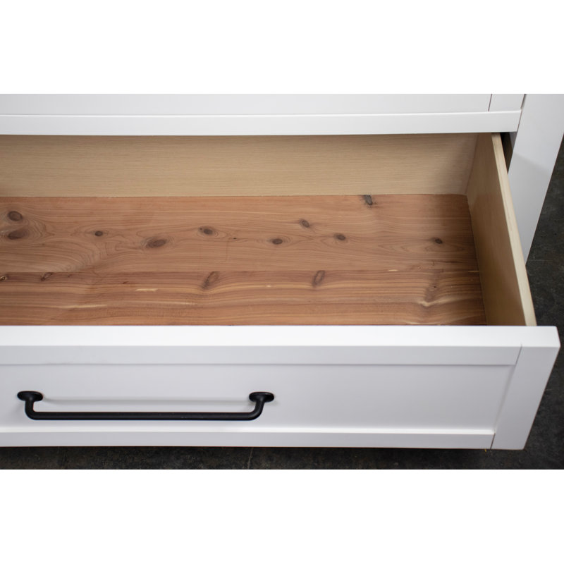 Commode 5 tiroirs Gabby, Blanc / brume