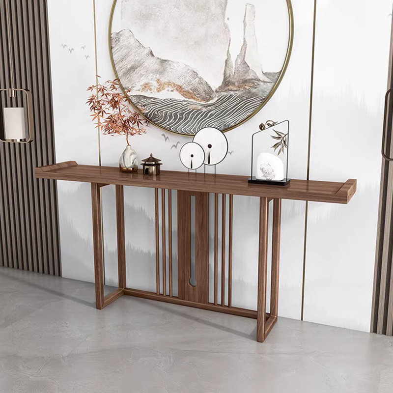 Nouvelle table d'entrée en bois massif de style chinois, Brun, H 31,5 po x l 47,2 po x P 11,8 po