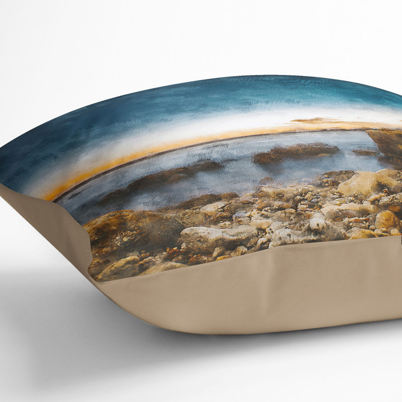 Ocean View Cushion with Filling, 55cm H x 55cm W x 20cm D, Stone