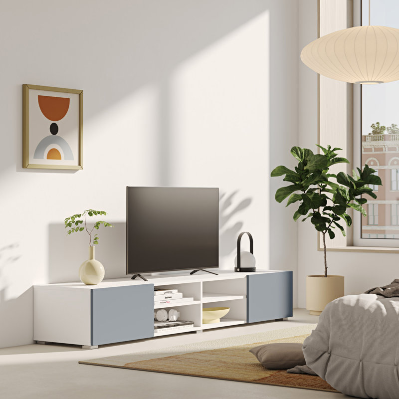 Ethelyn TV Stand for TVs up to 78", White/Grey
