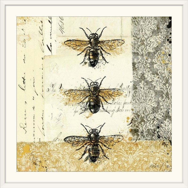« i », impression Golden Bees 'n Butterflies, H 35 po x l 35 po x P 1,5 po, Toile