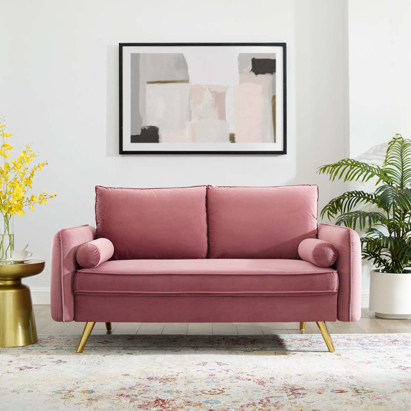 Revive Performance Velvet Loveseat, Dusty Rose