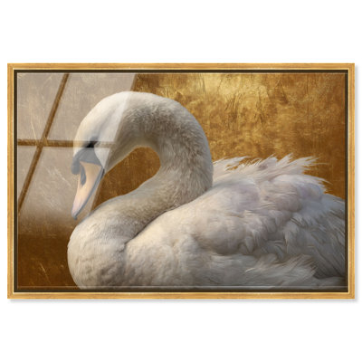 Décoration murale encadrée Golden Swan II par Art Remedy, cadre doré, 36 x 24