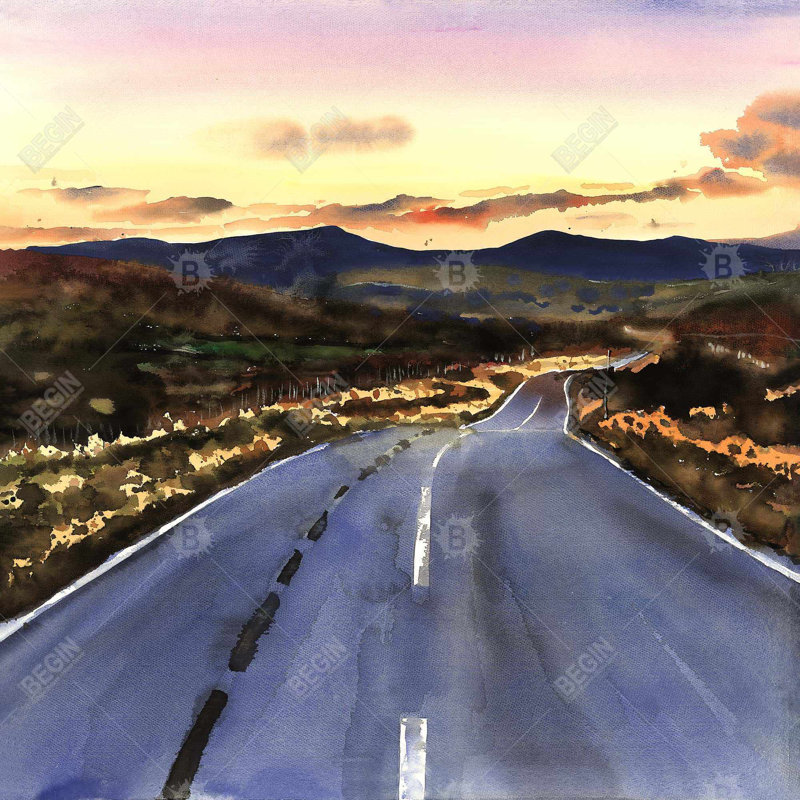 «On The Road To Écosse» sur toile, H 36 po x l 36 po