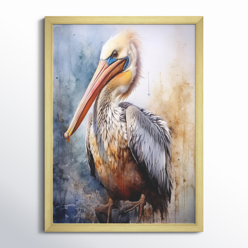 Majestic Pelican I - Imprimé, H 40 po x l 30 po x P 1,5 po, Cadre doré à une seule photo