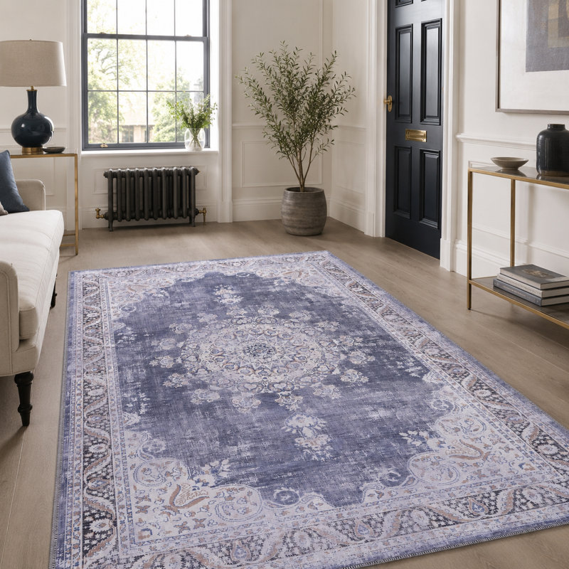 Vintage Look Cotton and Chenille Flatweave Area Rug, 80 x 150 cm