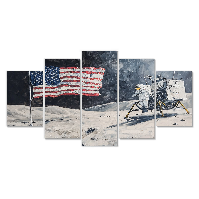 Abstrait Apollo 13 Mission Moon Conquest II - art mural lune - ensemble d'astronomie murale 5 pièces