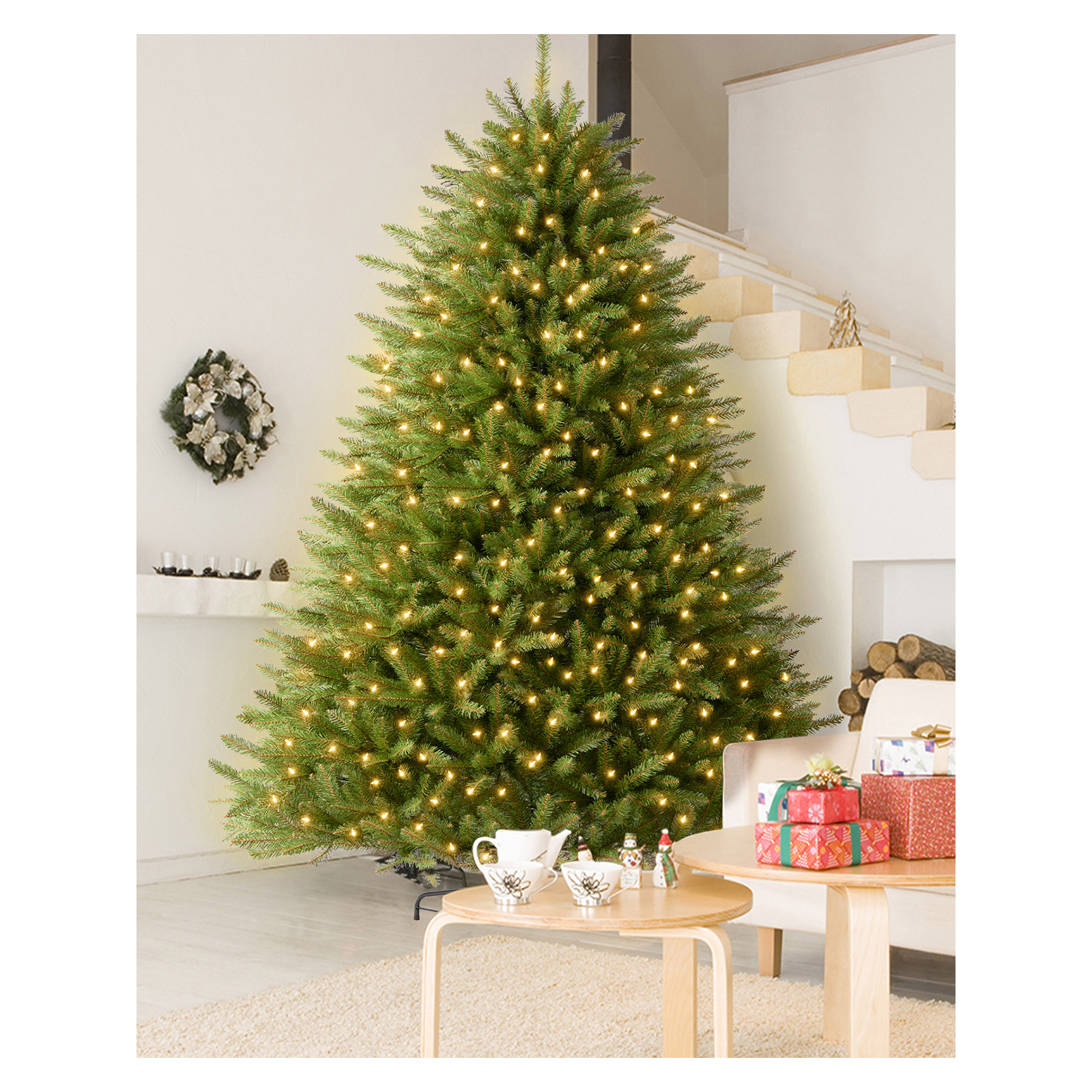 Artificial Fir Christmas Tree with Color & Clear Lights, 6.5 ft.