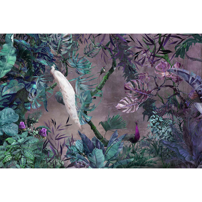 Papier peint exotique paon blanc, L 110,04 po x l 163 po, Mauve