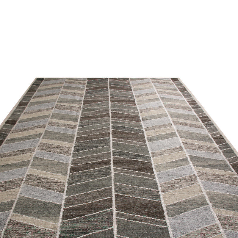 Hand Knotted Wool Geometric Area Rug, Rectangle 5' x 8'