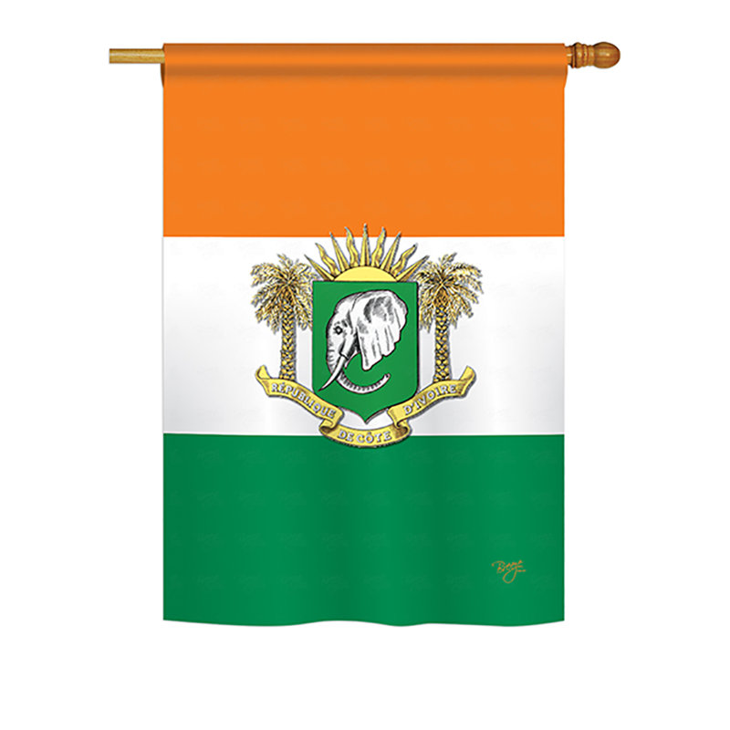 Drapeau maison ivoire 2 côtés ivoire coast, H 18,5 po x l 13 po