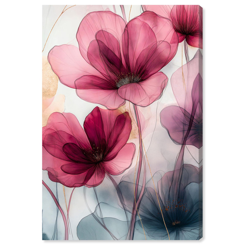 Filigree Flora II Canvas Flower Wall Art by Art Remedy, 15" H x 10" W, Frameless Painting, Wrapped Canvas