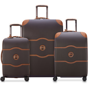Ensemble bagage à main 3 pièces Delsey Chatelet Air 2.0 avec valises à carreaux moyen et grand chocolat