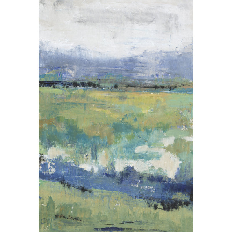 Front Range View I by Tim OToole - Painting on Canvas, 91cm H x 61cm W, Black Floater Framed