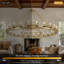24 lumières suspendues rondes de style chandelier de style roue de chariot de style campagnard à 24 lumières pour îlot de cuisine-36179629