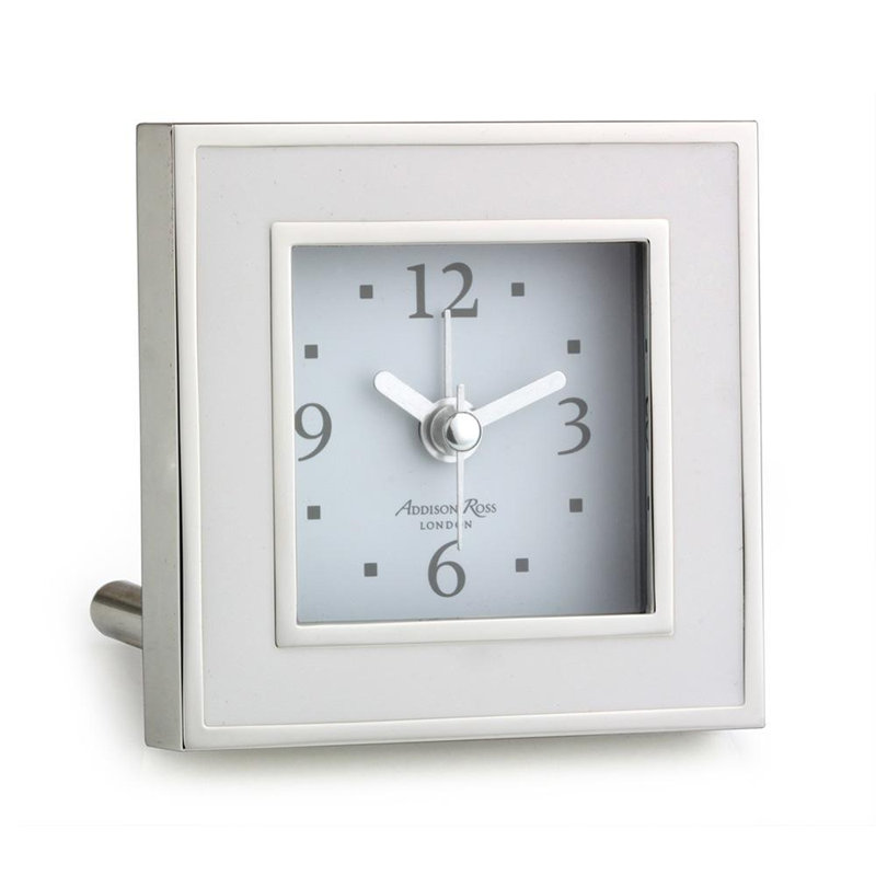 Réveil de l’alerte émaillée, H 3,54 po x l 3,54 po x P 1,97 po, Blanc / argent