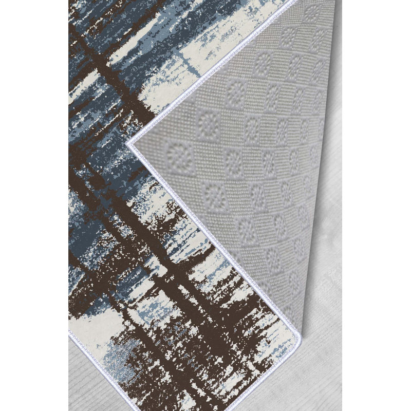 Tapis tissé de qualité supérieure, 100% polyester, 4,6 x 7,2 pi | Pois antibactérien antidérapant en PVC | Impression numérique 3D, lavable à la machine, hauteur des poils: 0,3 po | Idéal pour le salon, la chambre à coucher et les espaces repas
