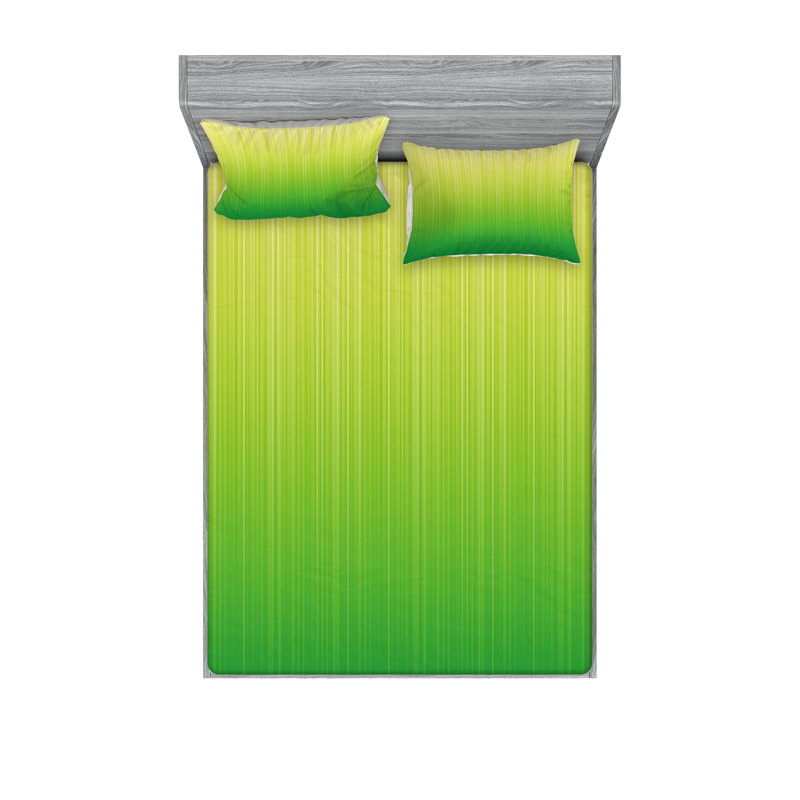 Drap-housse et coussin décoratif vert lime Ambesonne, Ensemble de draps pour lit très grand californien