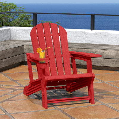 Outdoor Poly Adirondack Chair With Cup Holder