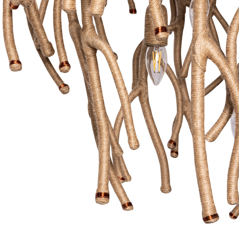 Jute Coral Chandelier - Ballito, 38" H x 38" W x 38" D, 4 Lights