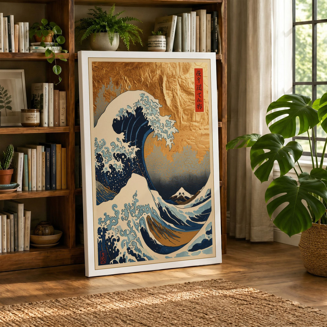Great Wave, Mount Fuji Japandi - Wrapped Canvas