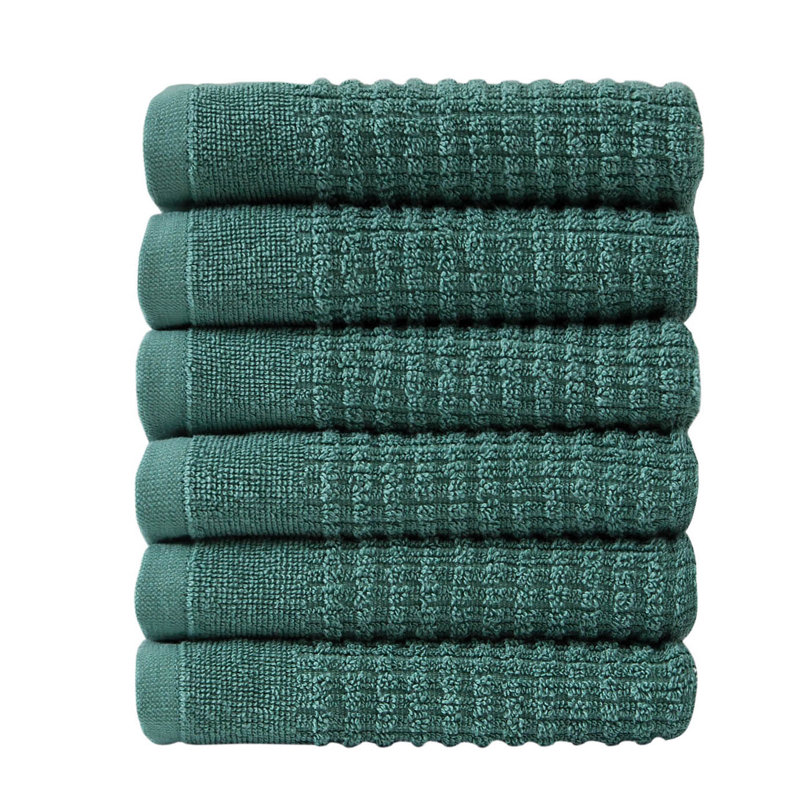 Earline Midweight Waffle Washcloth, Green