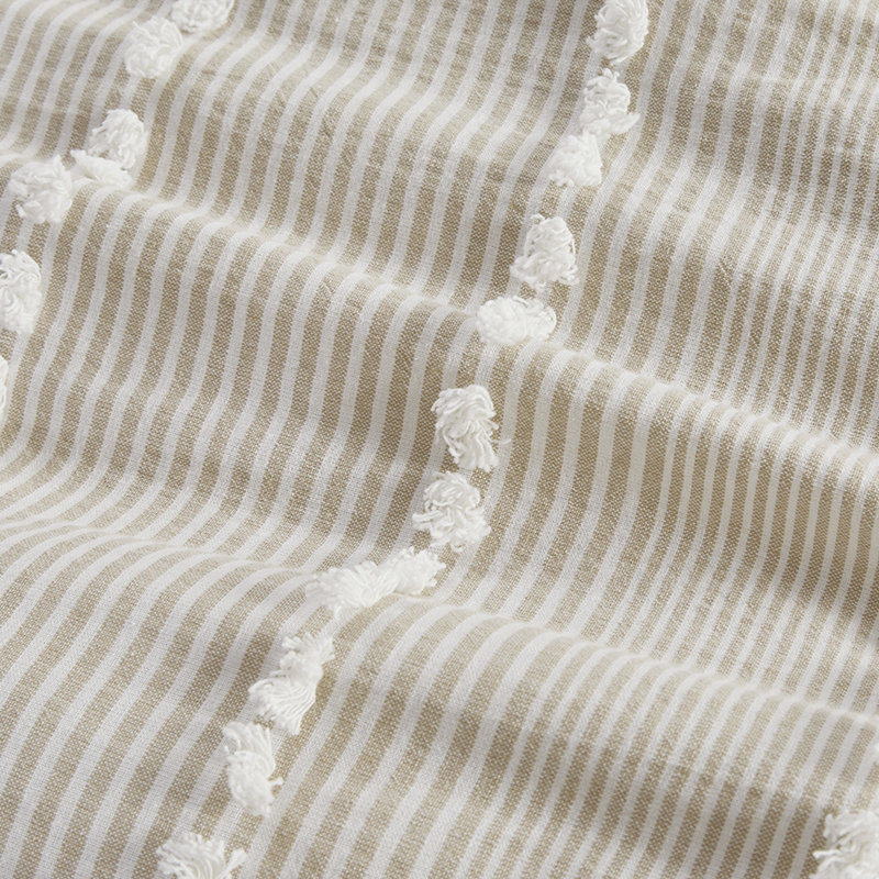 Housse de couette 100% coton 3 pièces avec rayures taupe et blanches