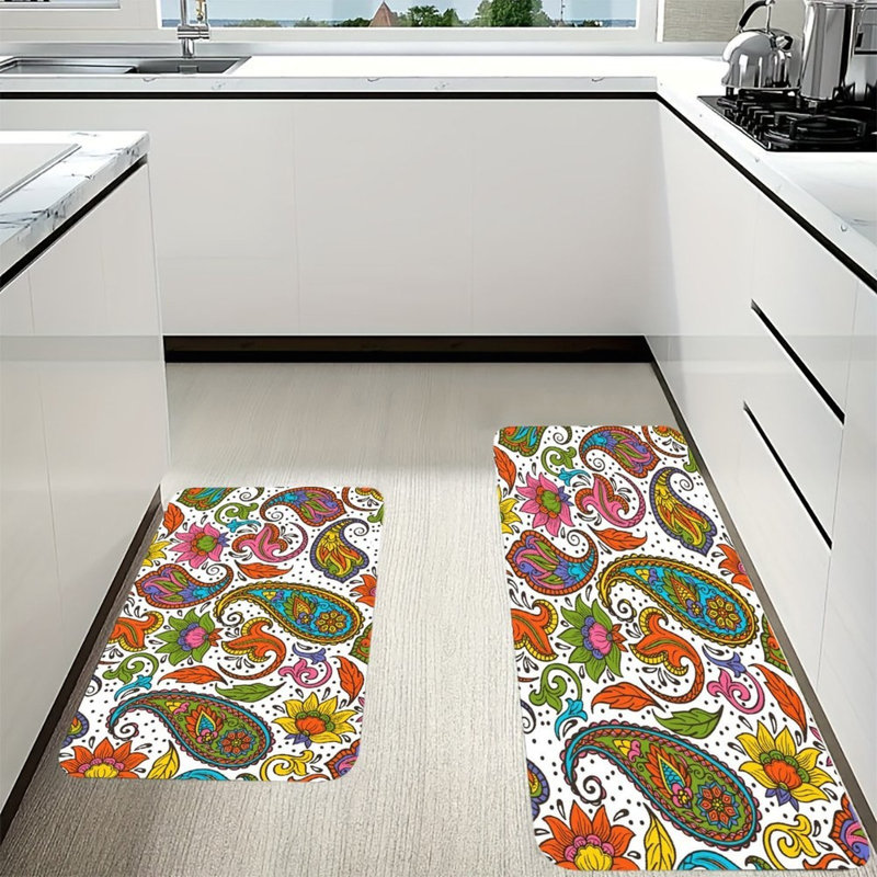 Ensemble de 2 tapis de cuisine à motif cachemire