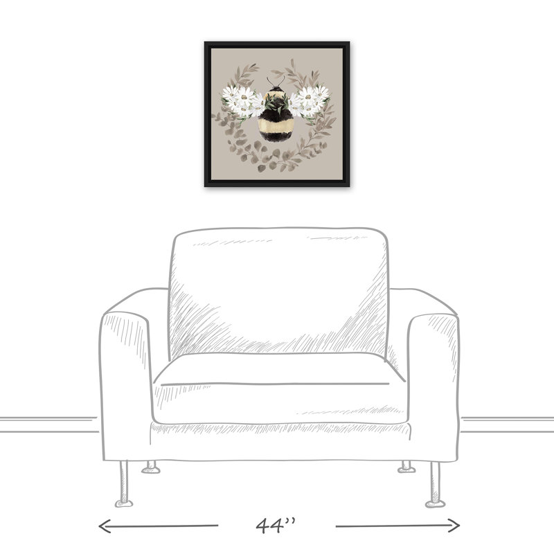Bumble Bee Wreath - reproduction de cadre flottant sur toile, L 13,75 po x H 13,75 po