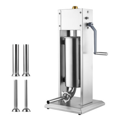 Manual Sausage Stuffer 11 lbs/5L Vertical Meat Maker, Stainless Steel for Home, Camping, Outdoor BBQ, Dual-Speed Meat Stuffer, Durable Sausage Filler Kit with 4 Filling Tubes
