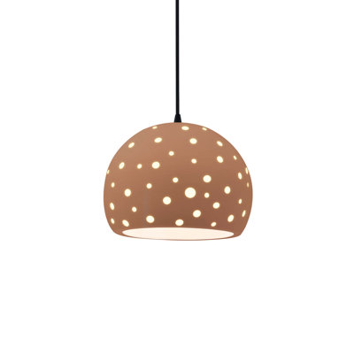 Perforated Globe 1-Light Pendant - Adobe - Matte Black - 7"W x 6"H - Dedicated LED - Black Cord