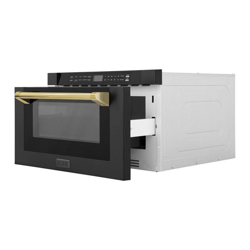 24" 1.2 cu ft. 1000 - Watt Black Stainless Steel Microwave Drawer with Sensor Cooking, Gold