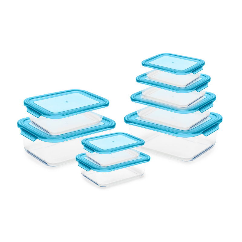 Ensemble de 8 contenants alimentaires, Bleu