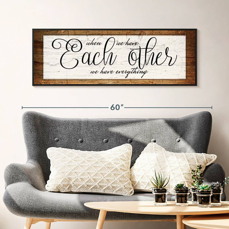 Each Other Couples Quote Wall Sign, 46" X 16", Floating Frame Black