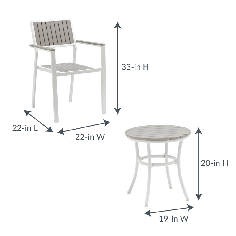 Deneene Round 2 - Person 18.9" Long Bistro Set