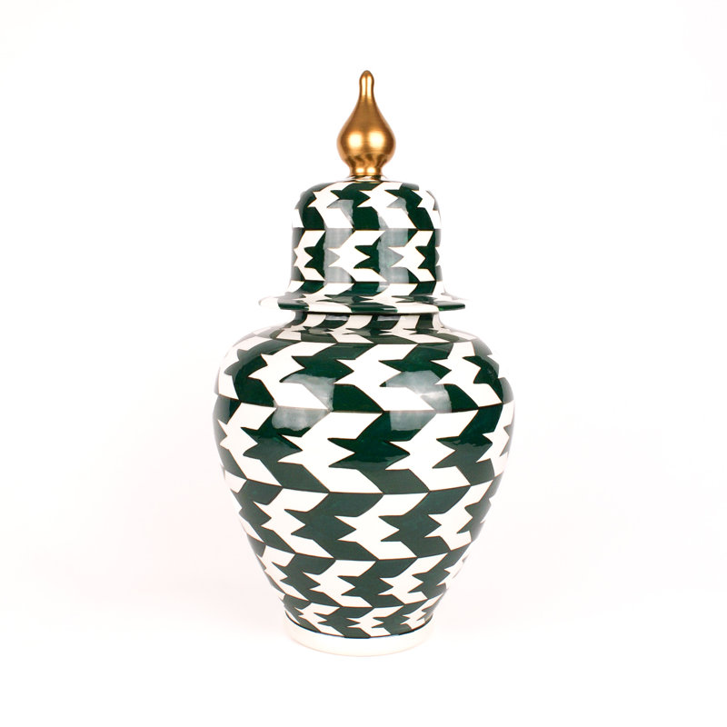 Crow's Feed Handcrafted Jar, Green/White/Gold