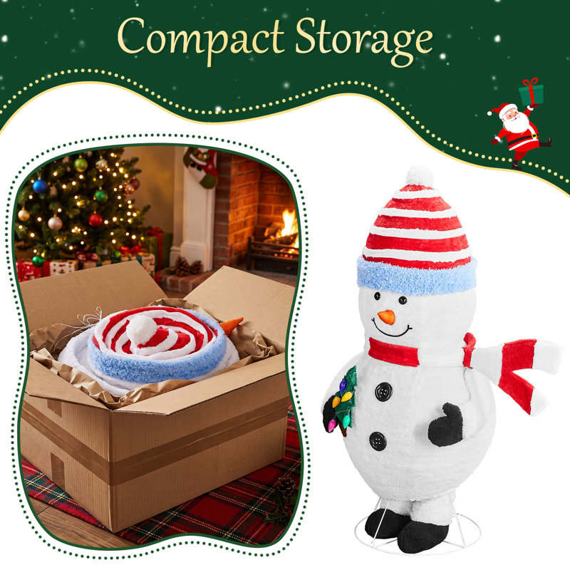 Christmas LED Lights Snowmen Stuffed Holiday Accent